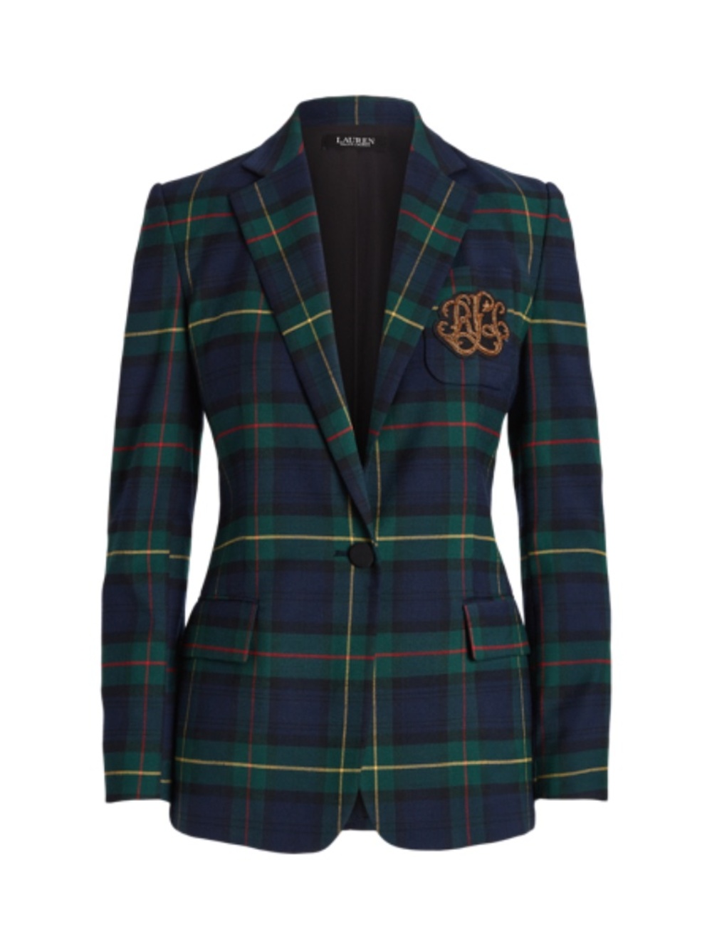 Bullion Plaid Wool-Blend Twill Blazer